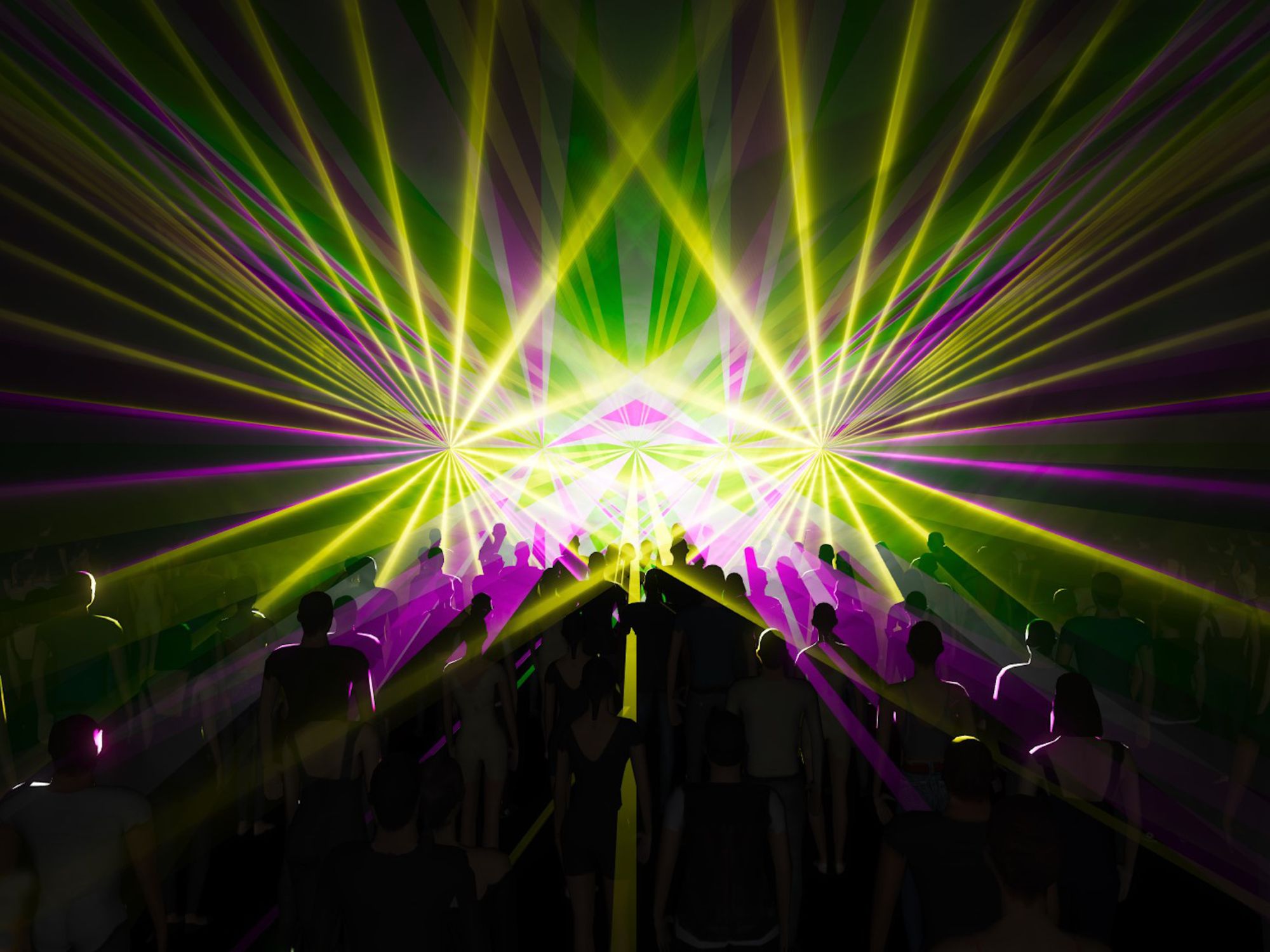 3D-Visualisierung einer individuell programmierten Lasershow